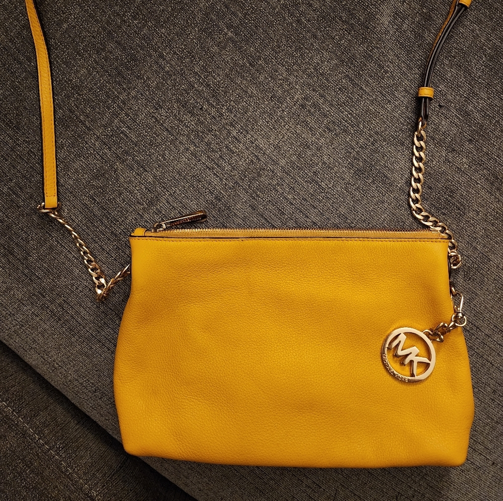 Michael Kors Yellow Crossbody Pebbled Leather Purse